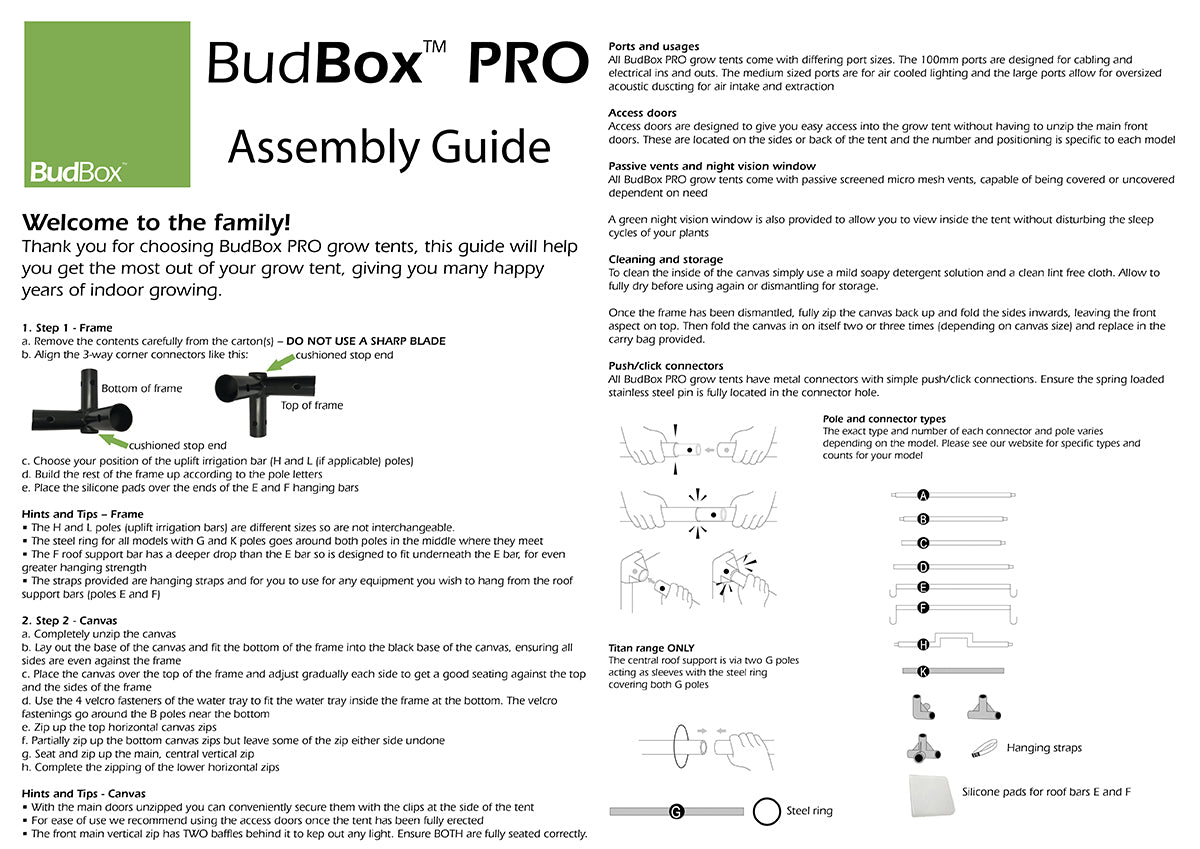 BudBox PRO INTERMEDIATE 75x75x160cm Weiß