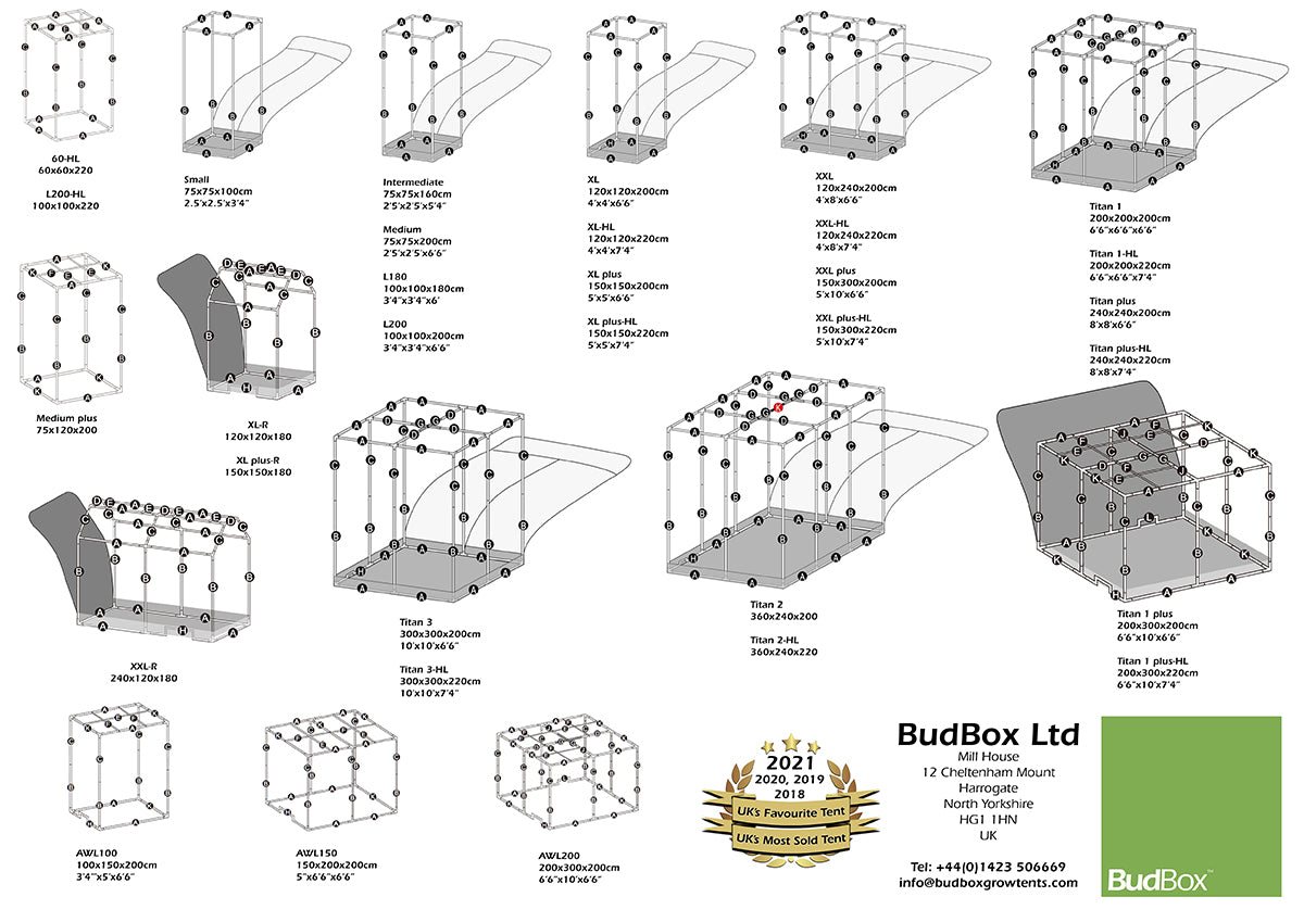 BudBox PRO INTERMEDIATE 75x75x160cm Weiß