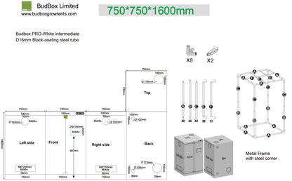 BudBox PRO INTERMÉDIAIRE 75x75x160cm Blanc