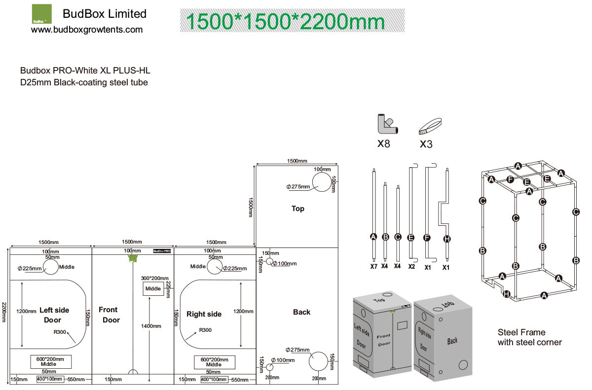 BudBox PRO XL Plus 150x150x200 White