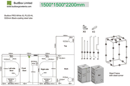 BudBox PRO XL Plus 150x150x200 Weiß