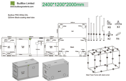 BudBox PRO XXL 120x240x200 Blanc